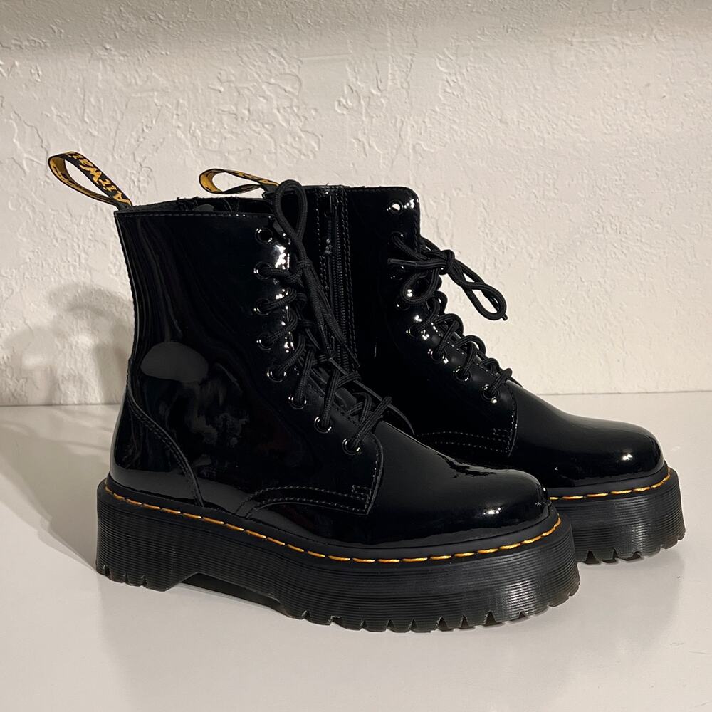 Dr. Martens Jadon Patent Platform Boots Black Women’s 8.5